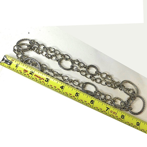 MICHAEL DAWKINS Sterling Silver Caviar Starry Night Link Toggle Necklace 36” - Picture 11 of 17